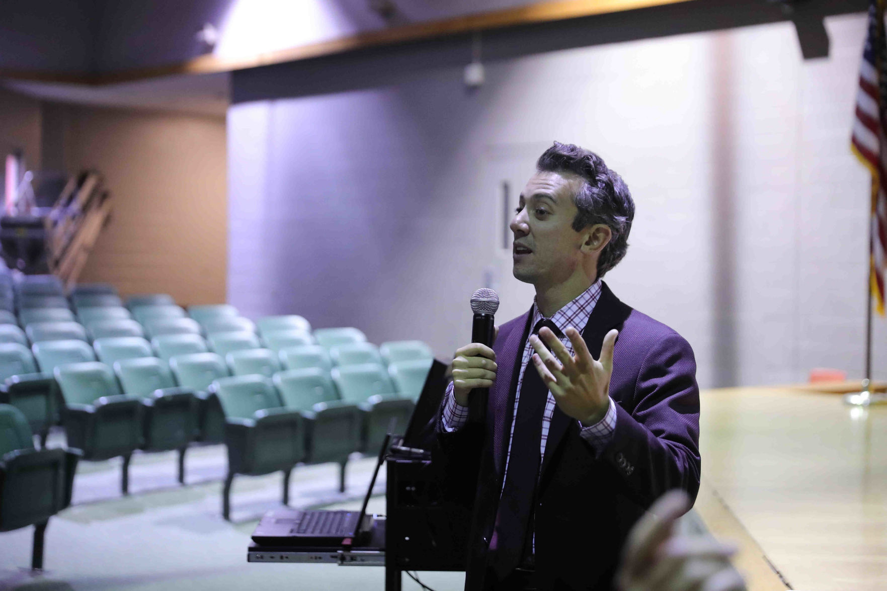 Meteorologist Joe Martucci at Vineland High School